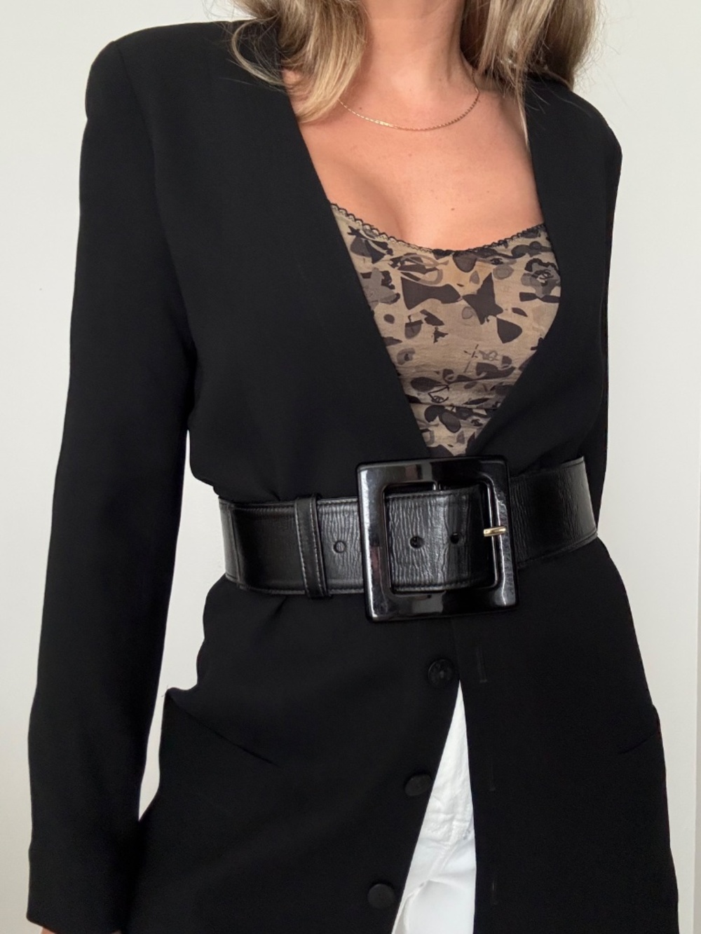 Vintage CHANEL Wool V-Neck Blazer